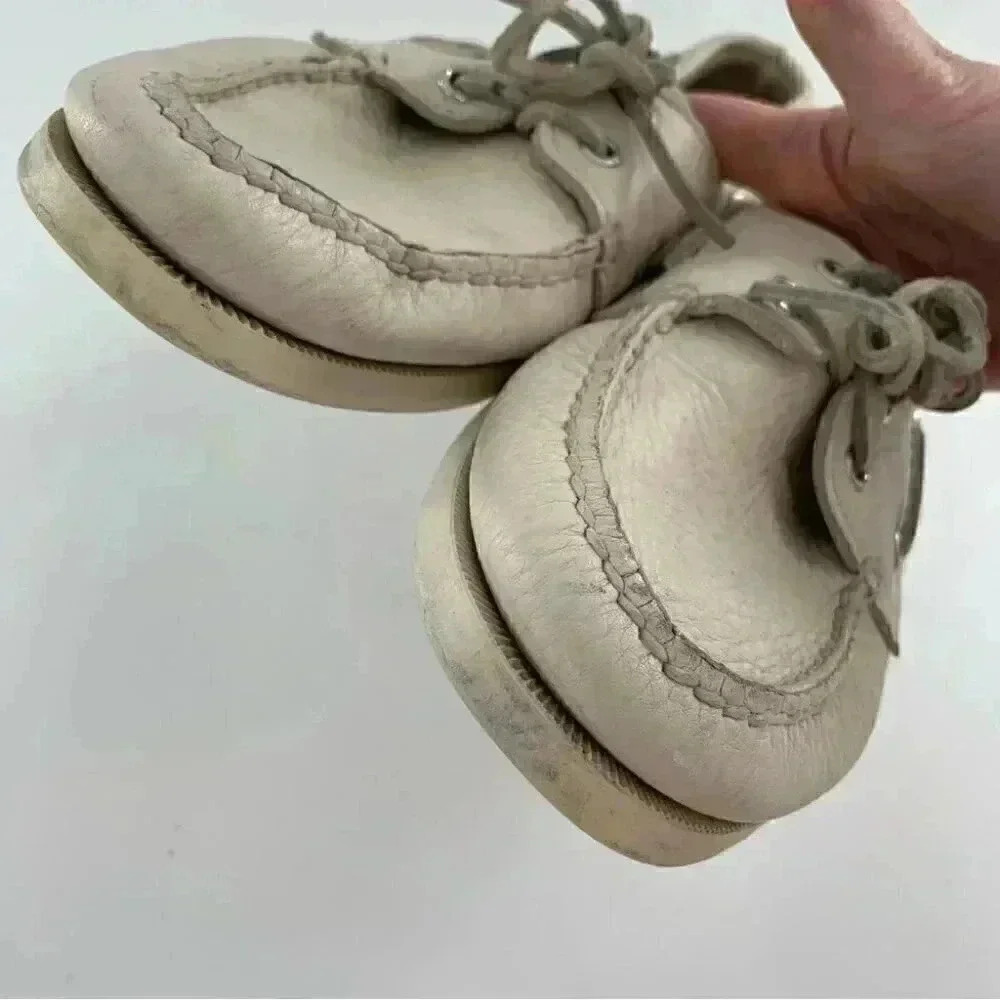 Sperry mens size 9 white leather lace up boat shoes - Picture 11 of 13